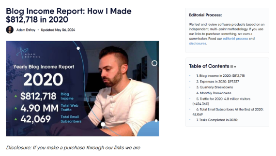 Adam Enfroy Income Report 2020
